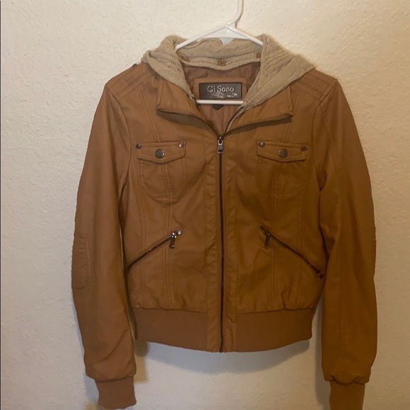 Brown leather bomber - Picture 1 of 5
